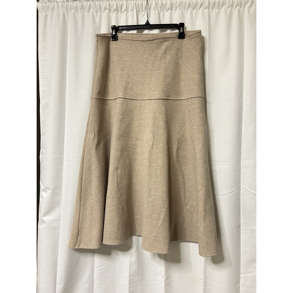 OGL Beige Wool Like Flared Maxi Skirt Womens A-Line Neutral L